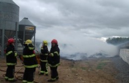 Varias dotaciones de bomberos trabajaron sobre un incendio en una granja