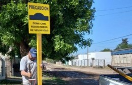 Colocaron reductores de velocidad en calle Vicente Pelliza