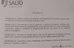 El uso de barbijo deja de ser obligatorio en Salto