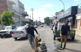 Trabajos de pavimentación en Avenida Mitre